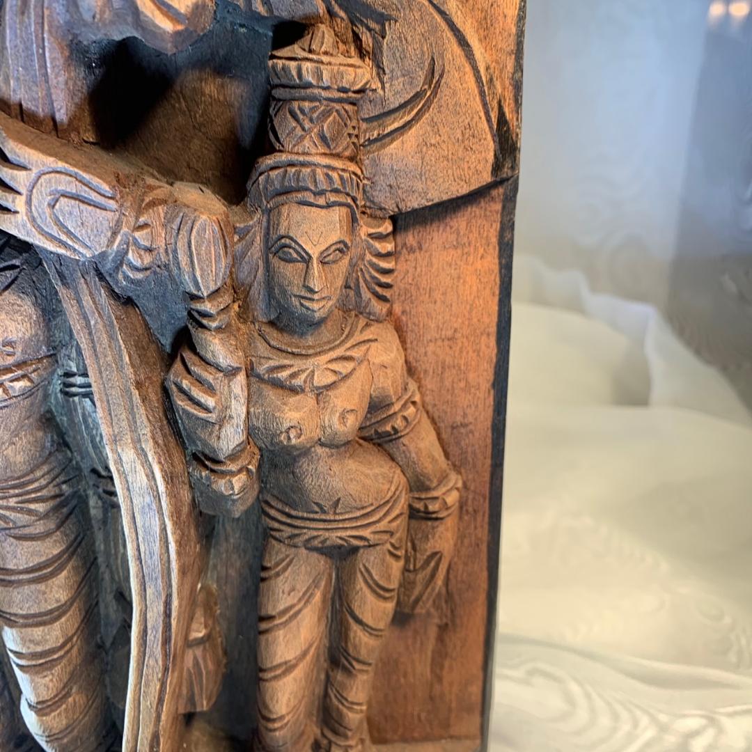 Radha and Krishna Carved Panel