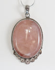 Rose Quartz Oval Pendant with Sterling Silver Round Spiral Ornaments