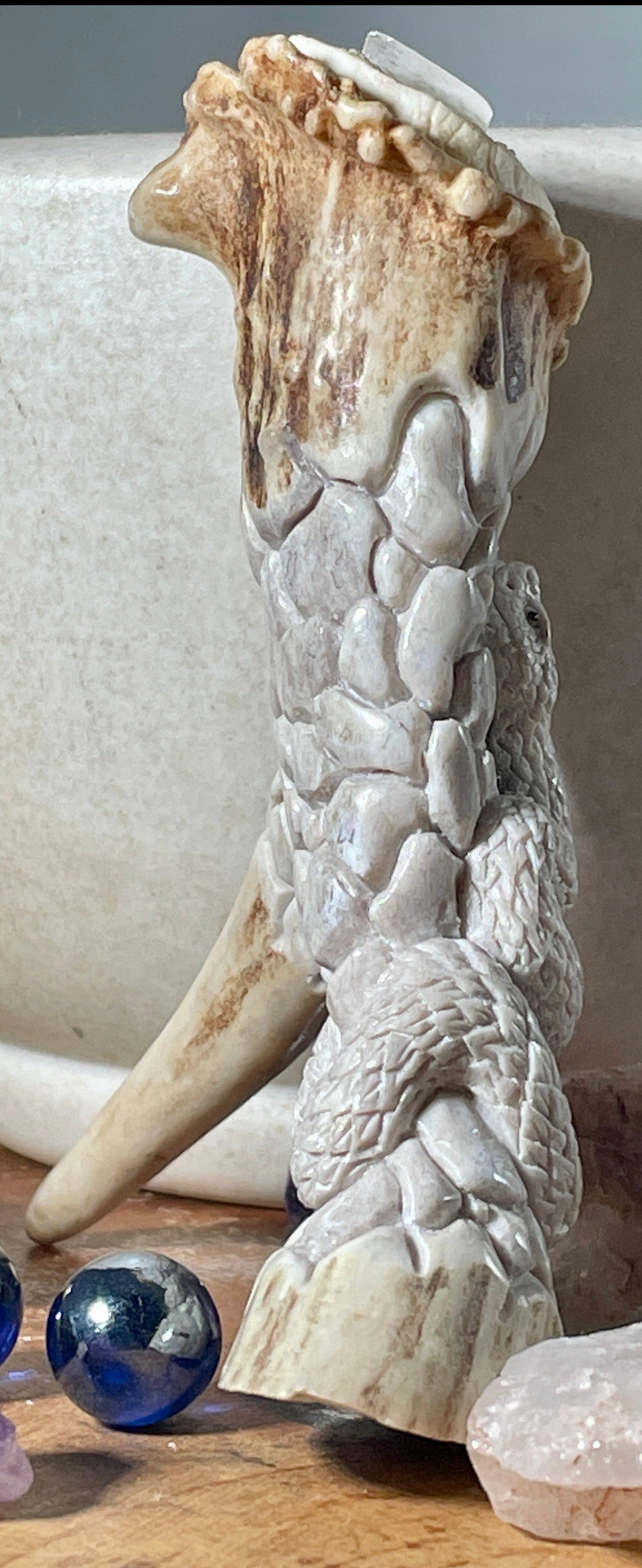 Hand Carved Bone - Snake Spirit