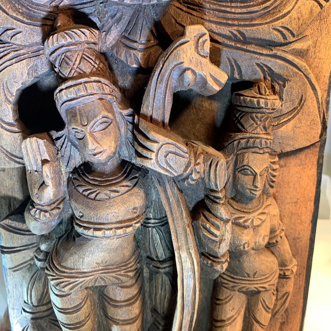 Radha and Krishna Carved Panel